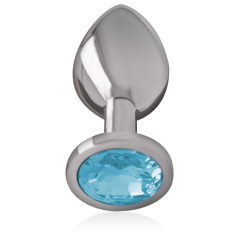 PLUG ANAL METAL CON CRISTAL AZUL TALLA S