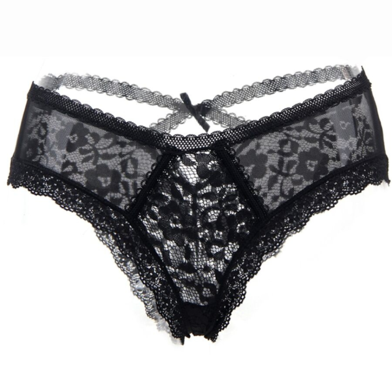 Panties de Encaje Floral Queen Lingerie Negro