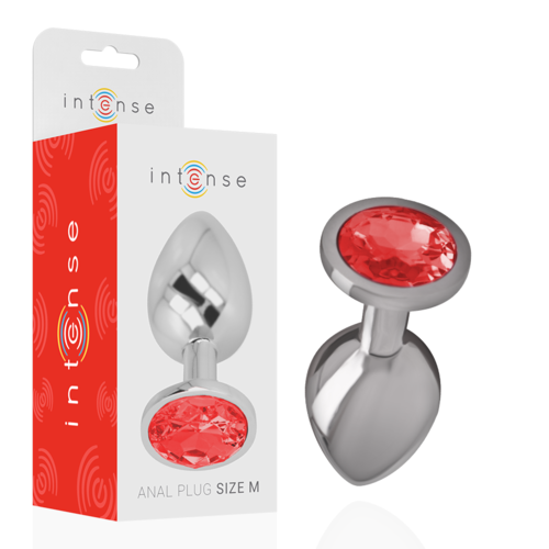 PLUG ANAL METAL CON CRISTAL ROJO TALLA M